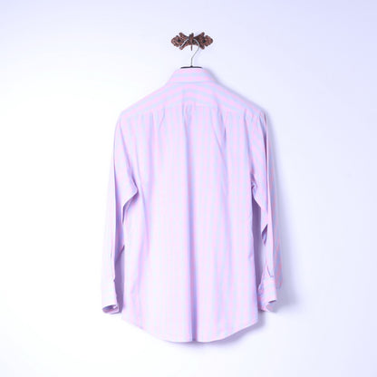 Charles Tyrwhitt Mens 16 41 L Casual Shirt Pink Blue Check Cotton Long Sleeve