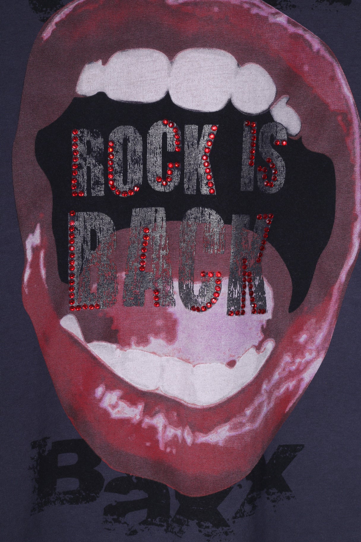 Cipo&amp;Baxx T-shirt graphique L pour femmes, col rond, gris, Rock Is Back, haut d'été en coton 