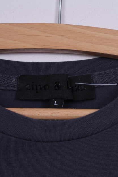 T-shirt grafica L da donna Cipo&amp;Baxx girocollo grigio Rock Is Back Top estivo in cotone 