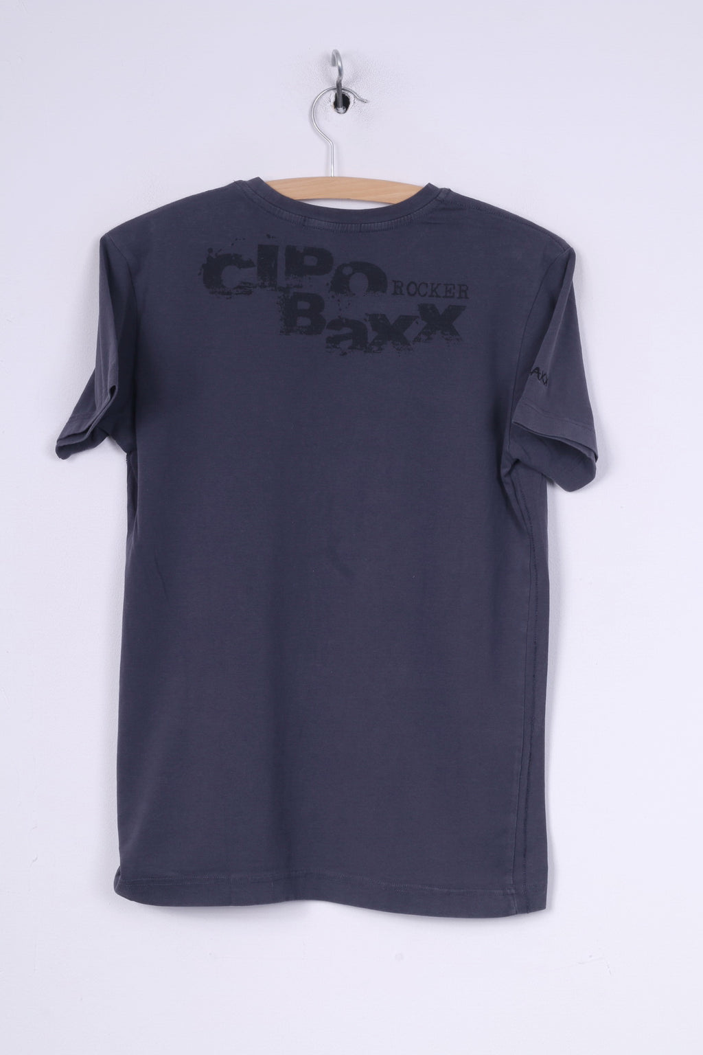 Cipo&amp;Baxx T-shirt graphique L pour femmes, col rond, gris, Rock Is Back, haut d'été en coton 