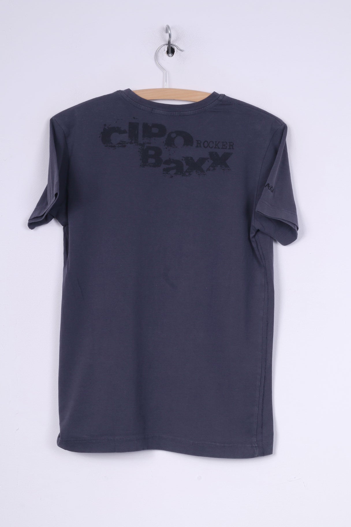 Cipo&amp;Baxx T-shirt graphique L pour femmes, col rond, gris, Rock Is Back, haut d'été en coton 