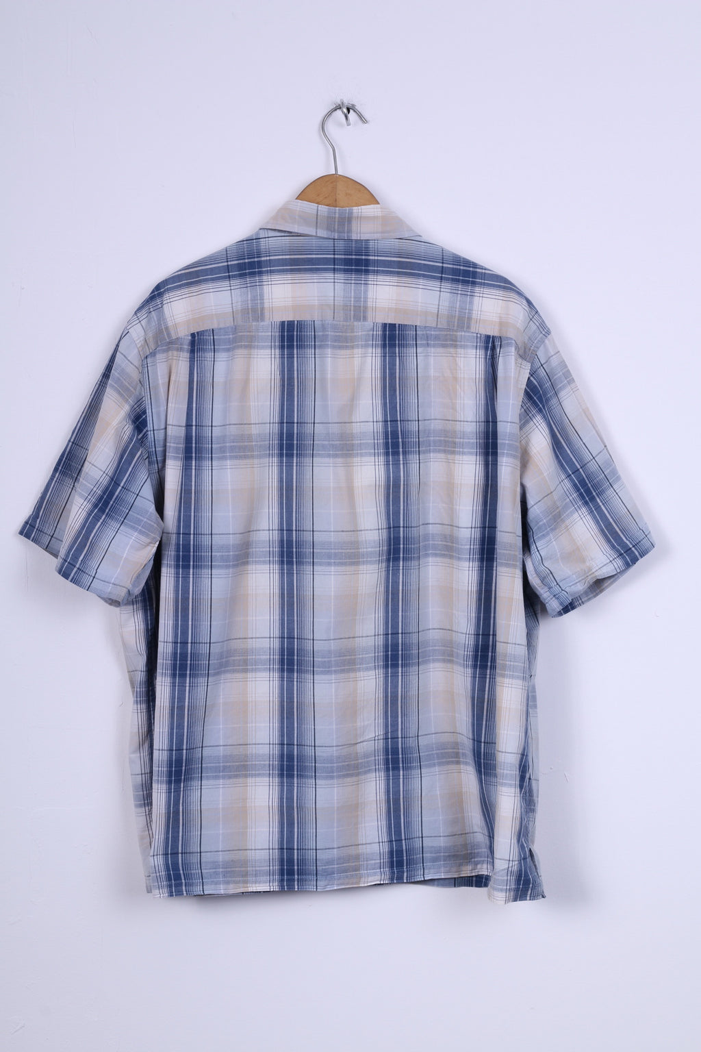 Angelo Litrico C&A Mens 45/46 XXL Casual Shirt Blue Chekered Cotton