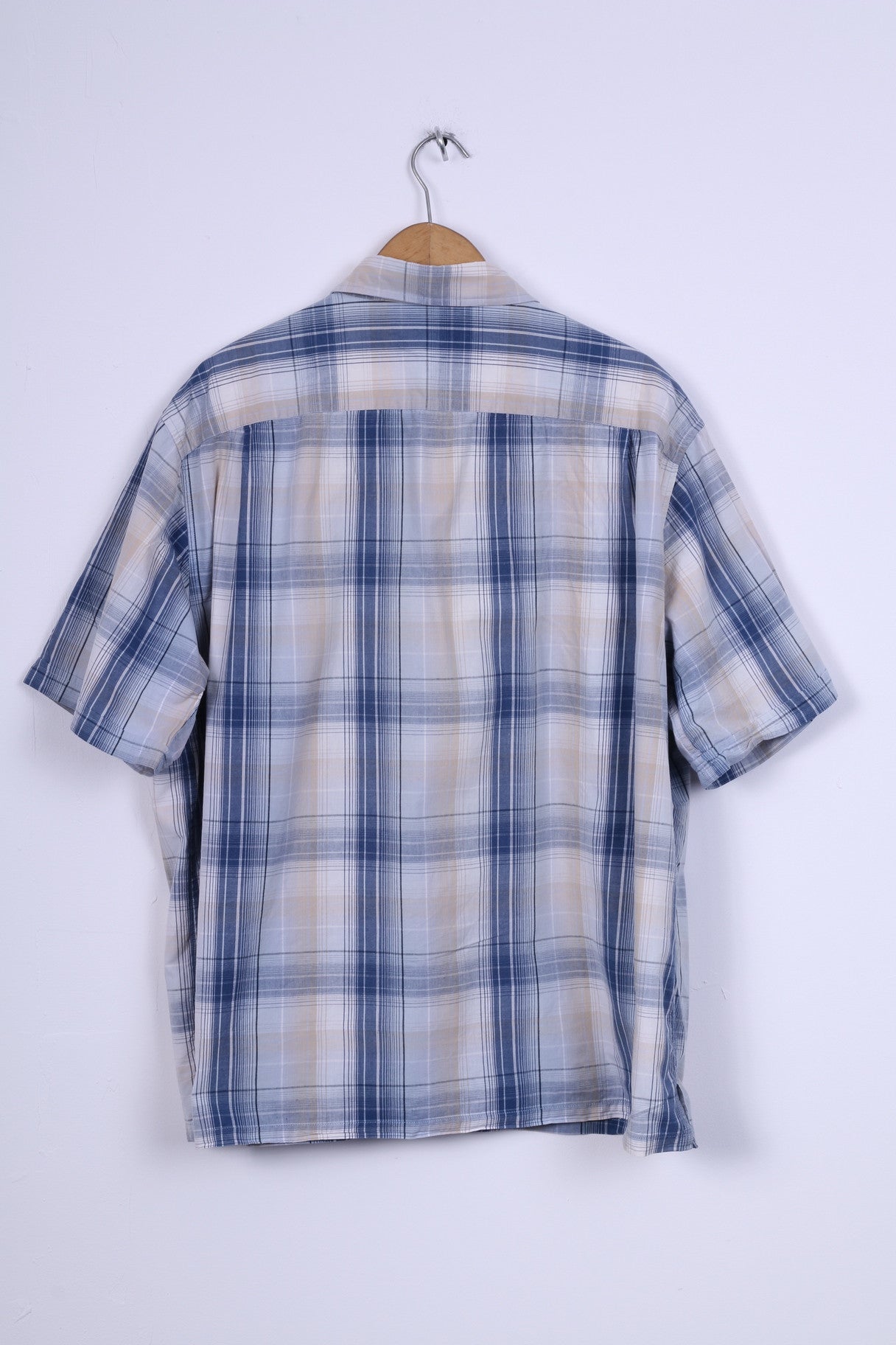 Angelo Litrico C&A Mens 45/46 XXL Casual Shirt Blue Chekered Cotton