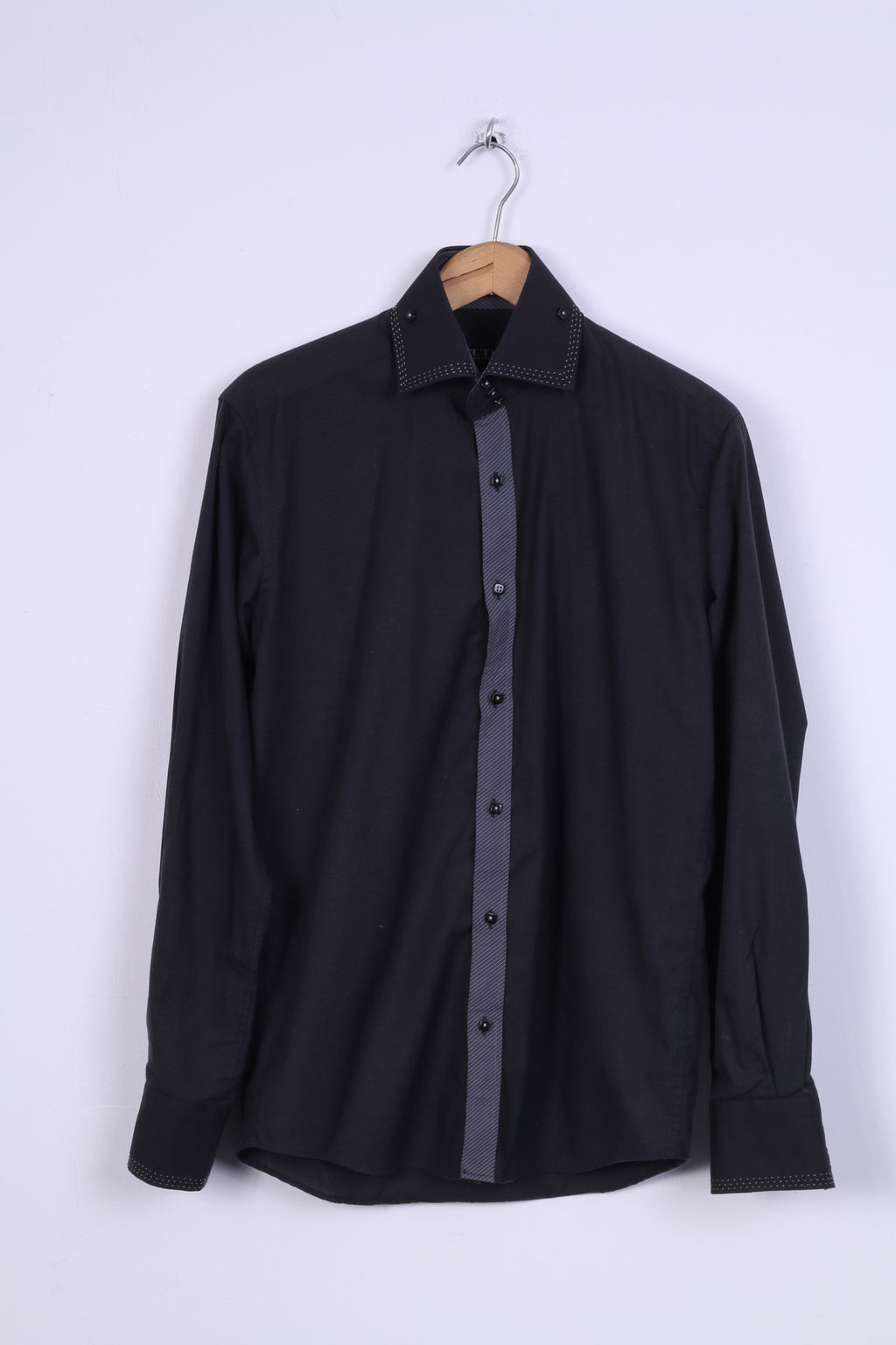 STUDIO Armand Thiery Mens S Formal Shirt Black Cotton Long Sleeve