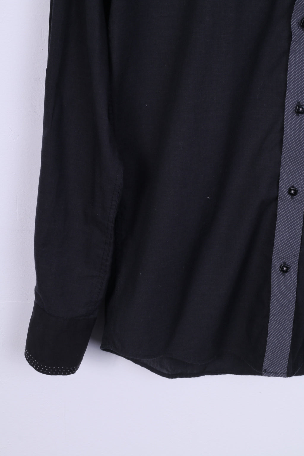 STUDIO Armand Thiery Mens S Formal Shirt Black Cotton Long Sleeve