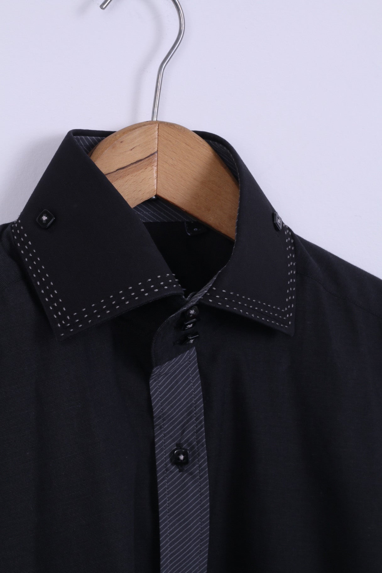 STUDIO Armand Thiery Mens S Formal Shirt Black Cotton Long Sleeve