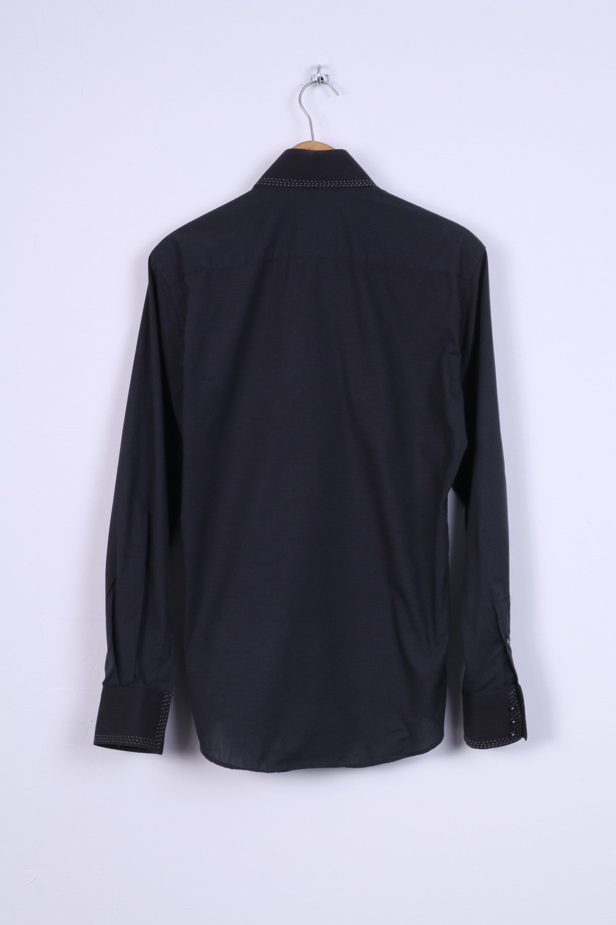 STUDIO Armand Thiery Mens S Formal Shirt Black Cotton Long Sleeve