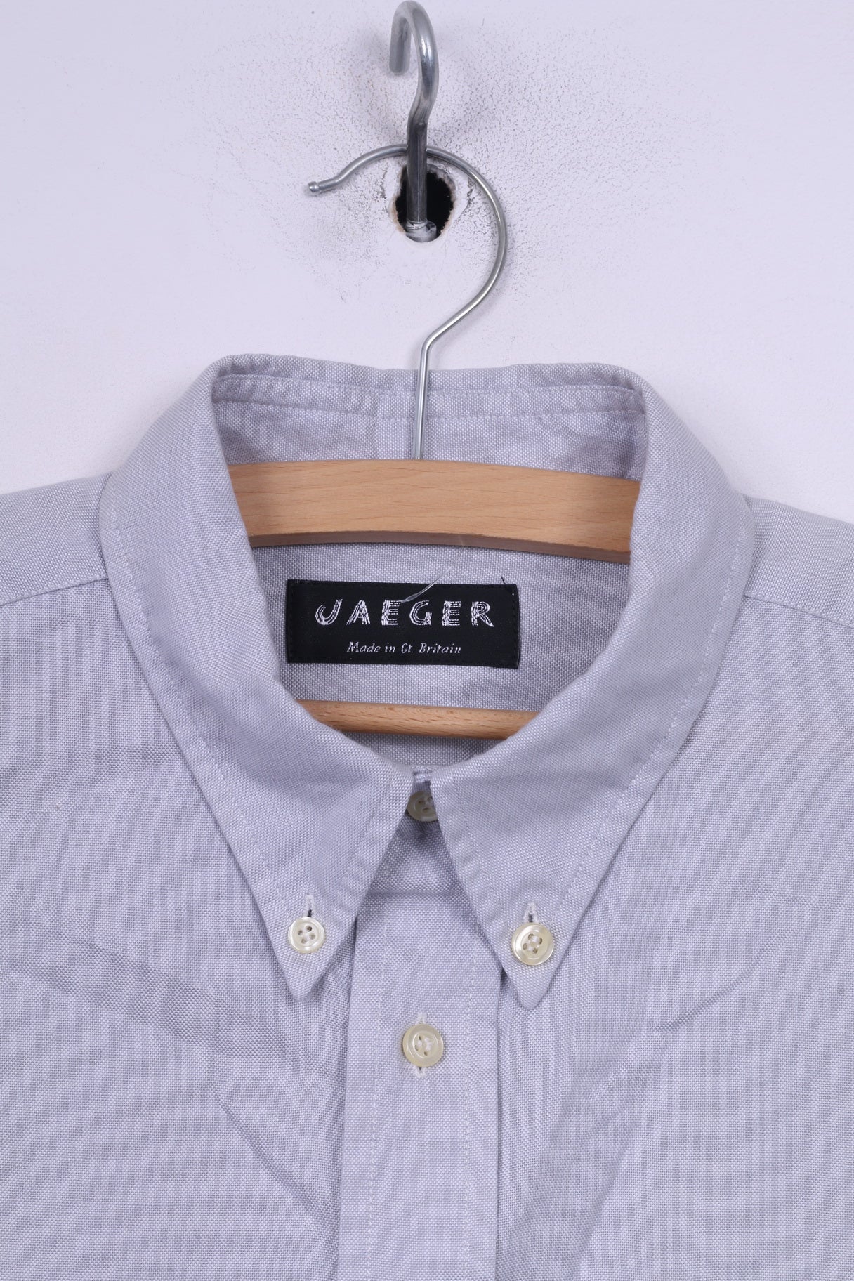 Jaeger Chemise décontractée pour homme Bleu Col boutonné Manches longues 