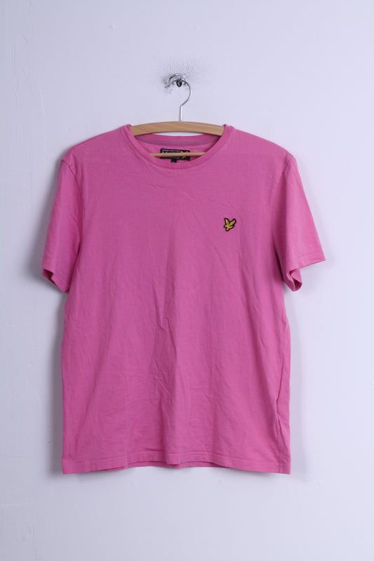 Lyle &amp; Scott T-shirt L pour femme en coton rose col rond décontracté uni