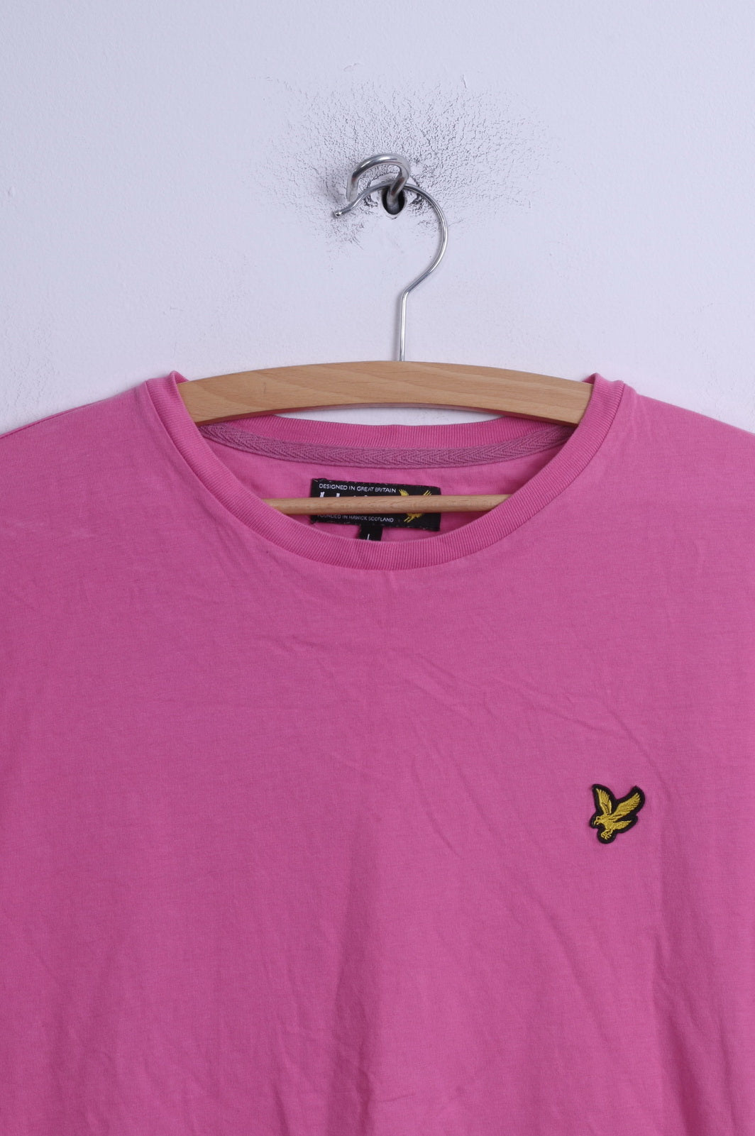 Lyle & Scott Womens L T- Shirt Pink Cotton Crew Neck Casual Plain Top