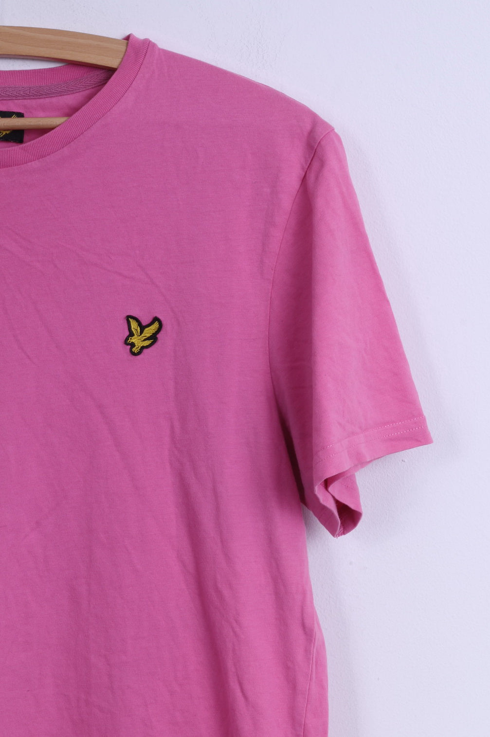 Lyle & Scott Womens L T- Shirt Pink Cotton Crew Neck Casual Plain Top