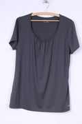 Eddie Bauer Chemise XL pour femme Gris Sccop Neck Rayé Freedry Top 