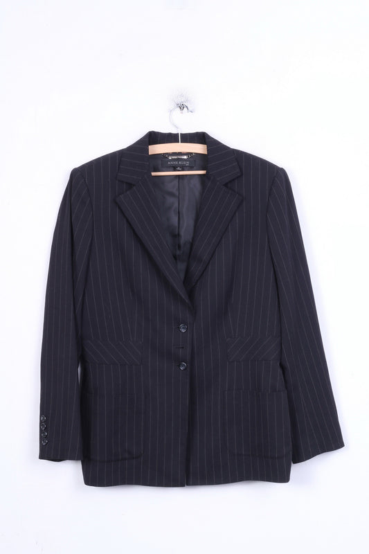 ANNE KLEIN Womens 14 XL Blazer Striped Black Single Breasted - RetrospectClothes