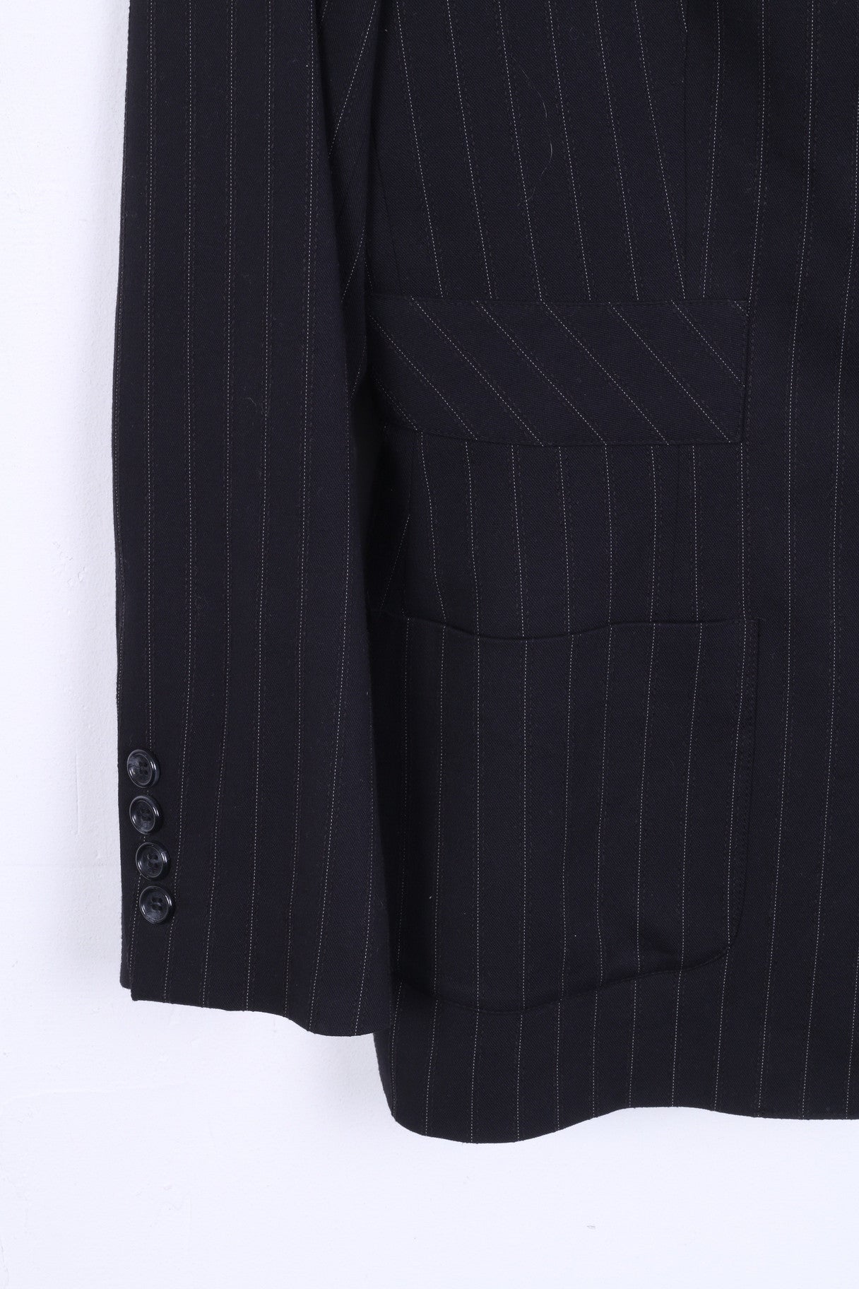 ANNE KLEIN Womens 14 XL Blazer Striped Black Single Breasted - RetrospectClothes