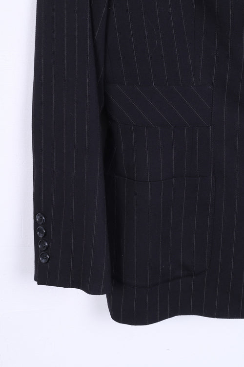 ANNE KLEIN Womens 14 XL Blazer Striped Black Single Breasted - RetrospectClothes