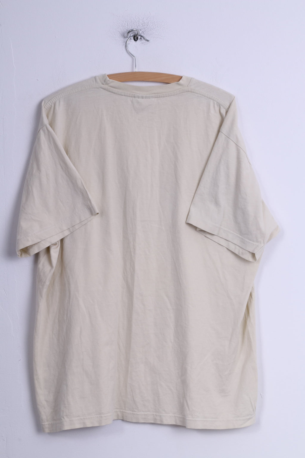 Nike Mens XL T- Shirt Cream Cotton Crew Neck Logo Graphic Top