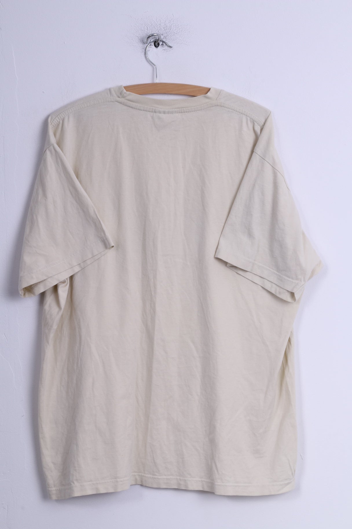 Nike Mens XL T- Shirt Cream Cotton Crew Neck Logo Graphic Top