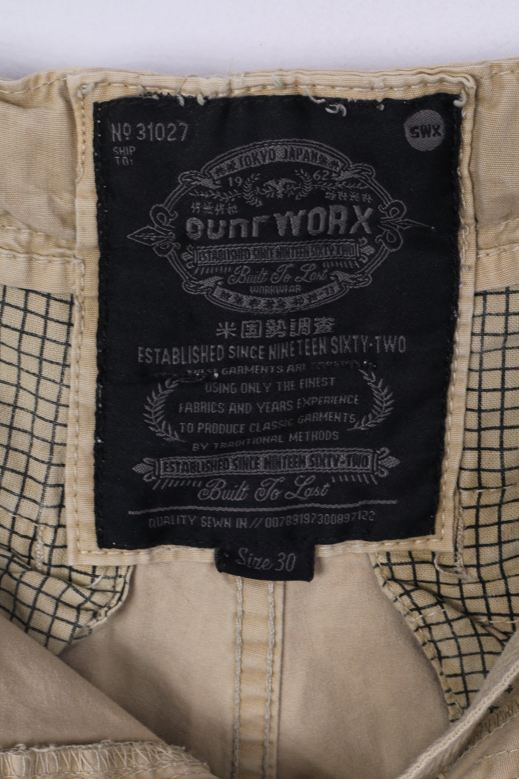 Surf Worx Short 30 M pour homme Camel Japon Bermuda en coton SWX