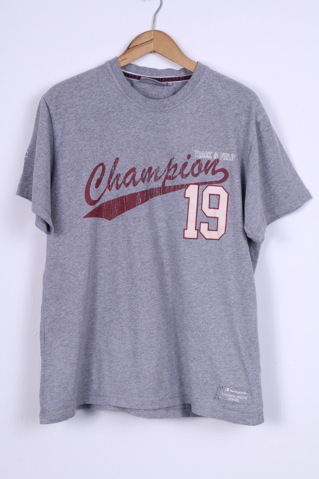 Champion Mens M T-Shirt Grey Cotton Graphic