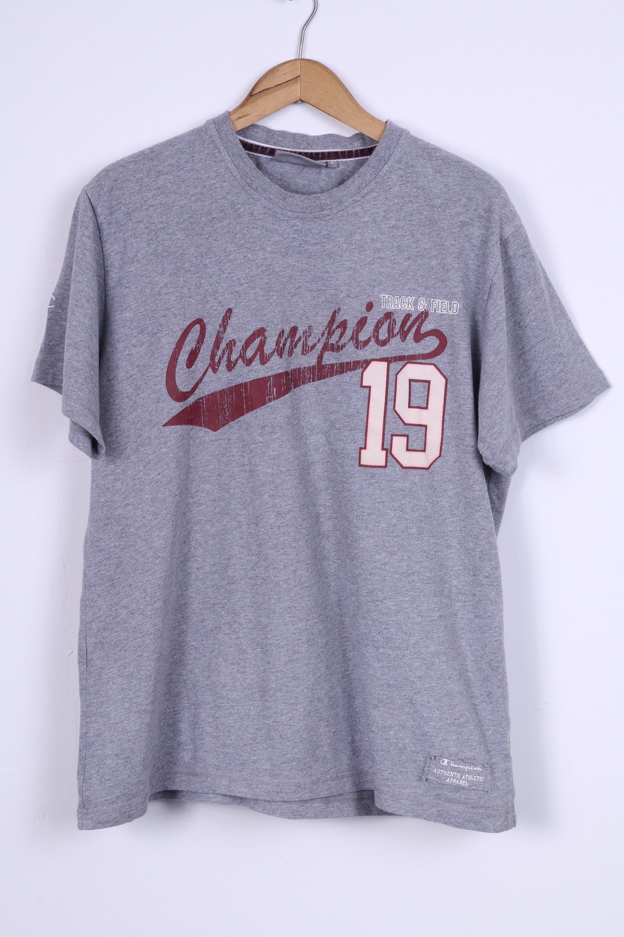 Champion Mens M T-Shirt Grey Cotton Graphic
