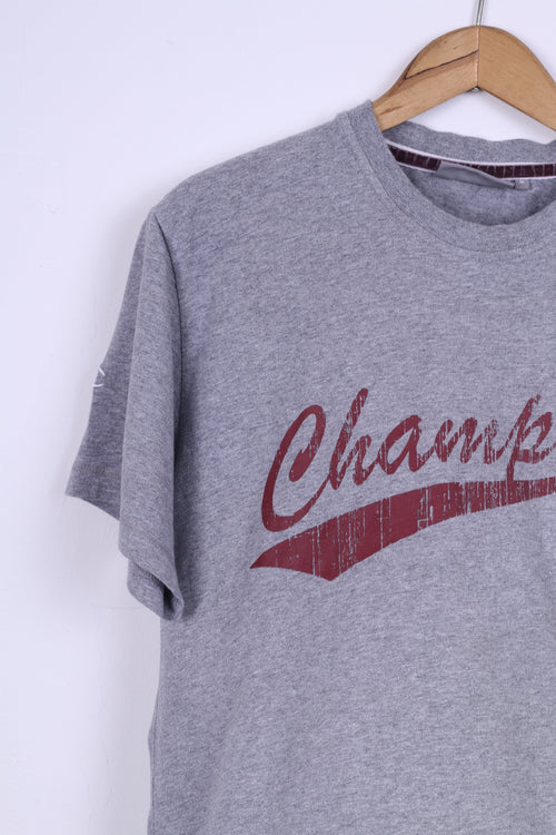 Champion Mens M T-Shirt Grey Cotton Graphic