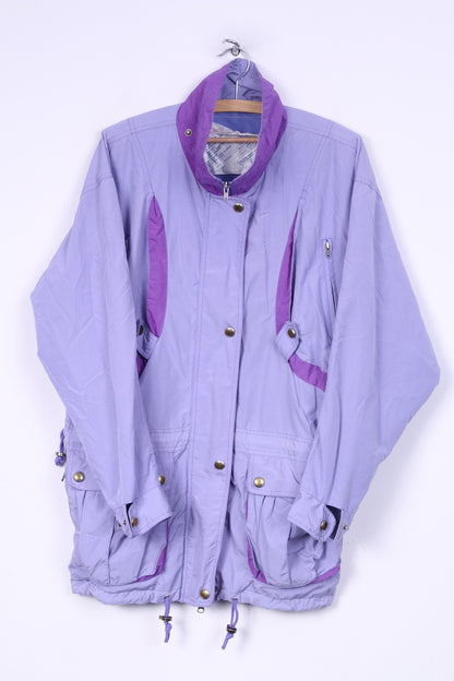 vintage Femmes 38 (XL) Veste Légère Violet Full Zipper Nylon Imperméable 