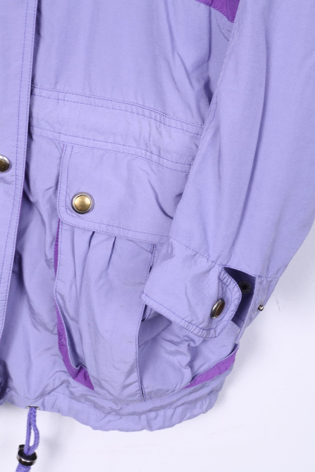 vintage Femmes 38 (XL) Veste Légère Violet Full Zipper Nylon Imperméable 