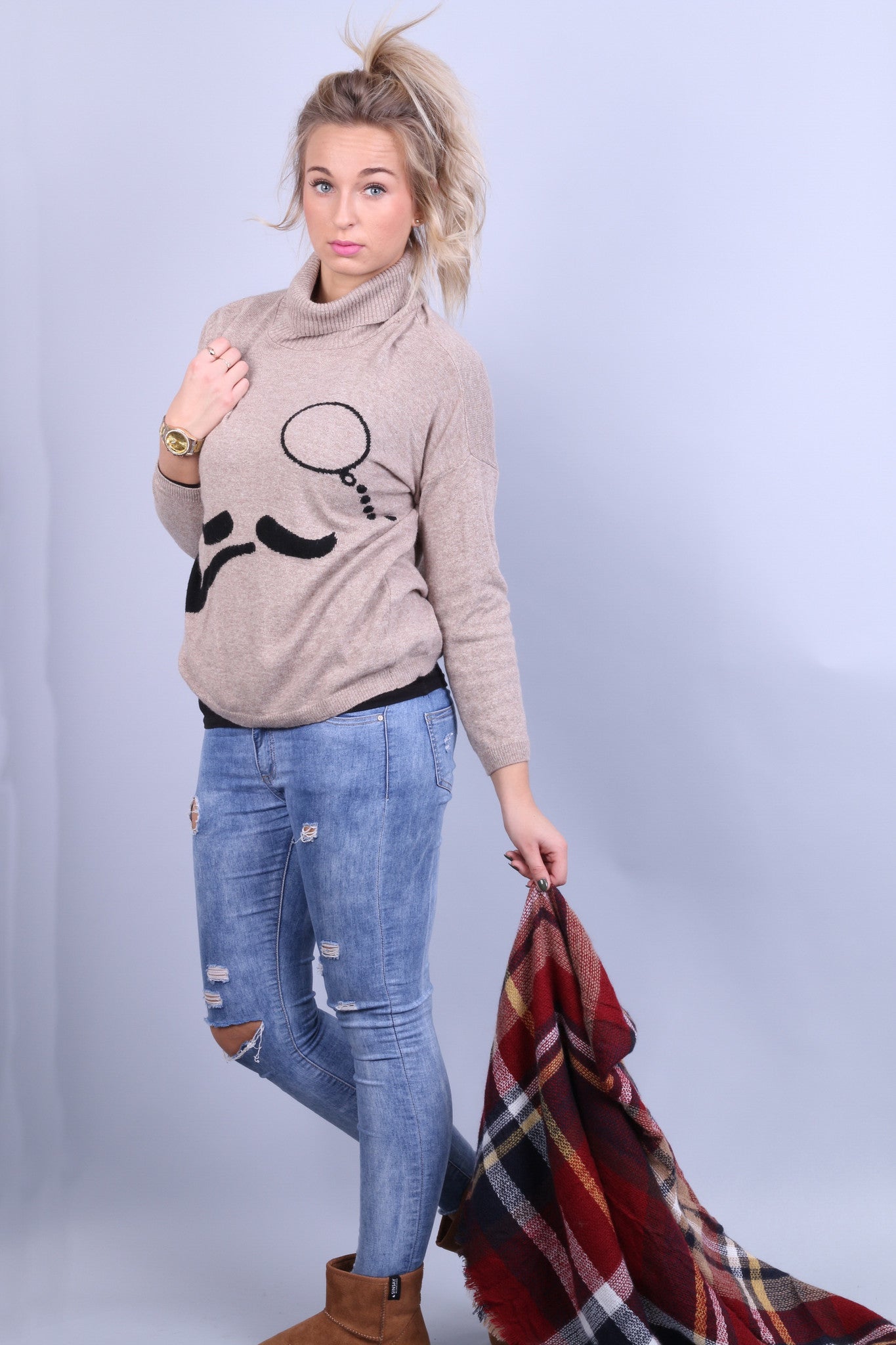 Zara Knit Women's S Jumper Beige Turtle Neck Italy Soft Sweater - RetrospectClothes