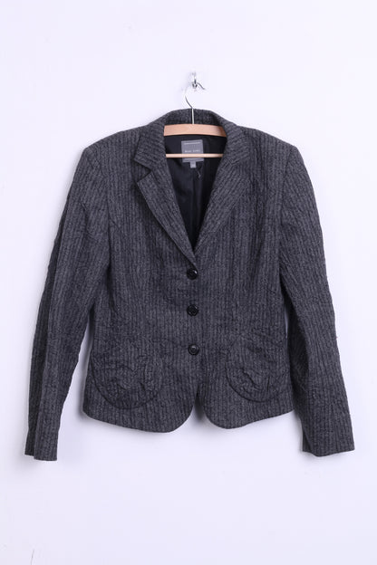MARC AUREL Womens 38 M Jacket Blazer Striped Grey Wool - RetrospectClothes