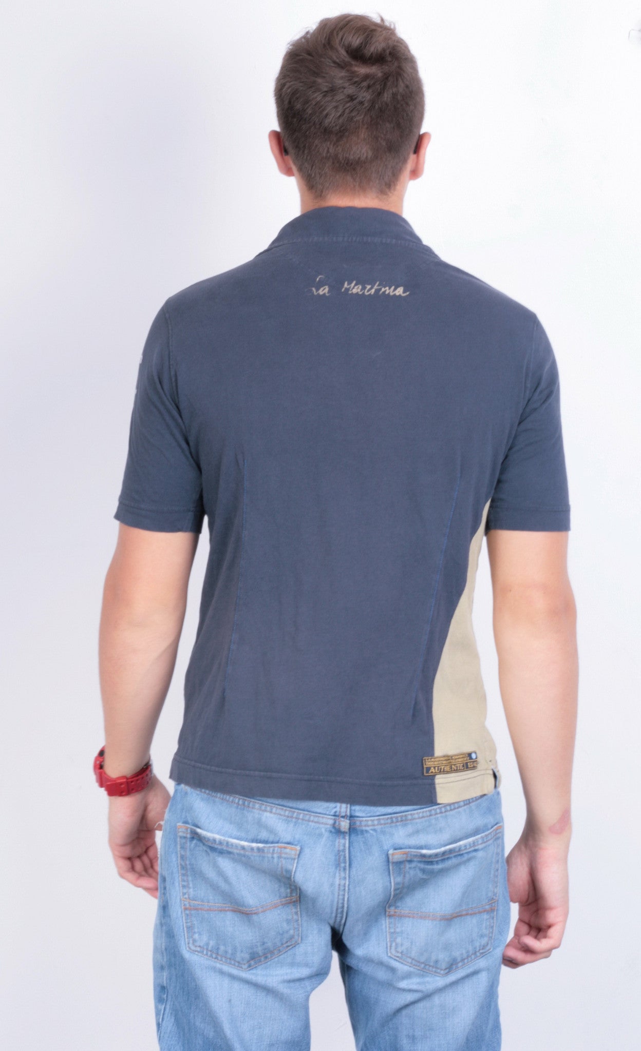 La Martina Mens M Polo Shirt Navy Blue Summer Short Sleeve Cotton - RetrospectClothes