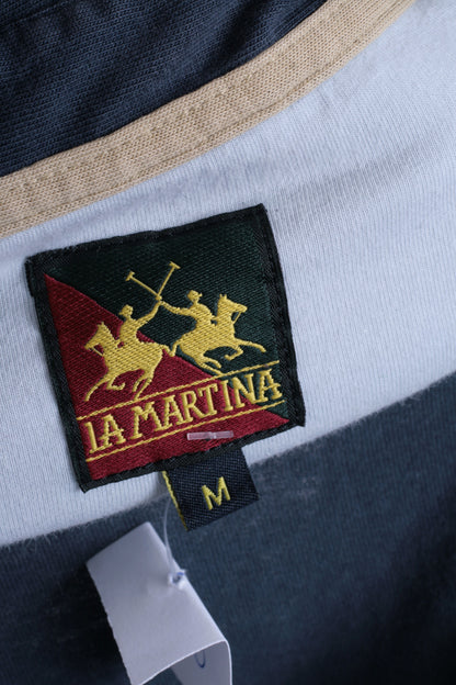 La Martina Mens M Polo Shirt Navy Blue Summer Short Sleeve Cotton - RetrospectClothes