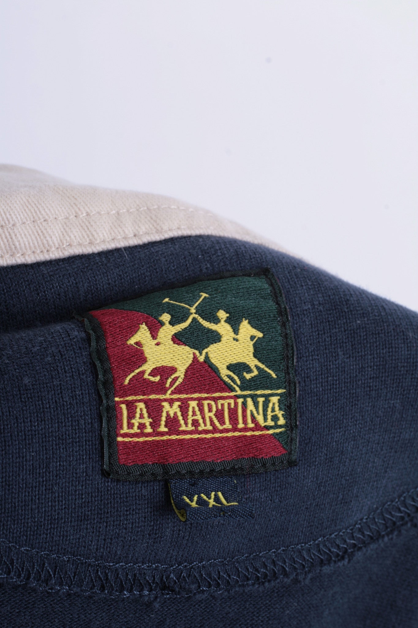 La Martina Mens XXL Polo Shirt Navy Blue Long Sleeve Cotton - RetrospectClothes