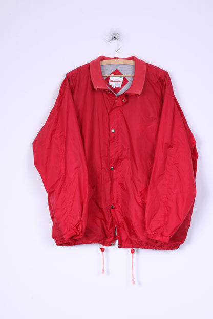 Perzoni Sportswear Mens L Jacket Red Nylon Waterproof Zippered Lightweight Top