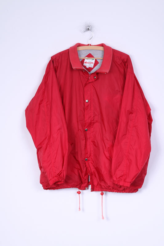 Perzoni Sportswear Veste L pour homme en nylon rouge imperméable avec fermeture éclair et haut léger