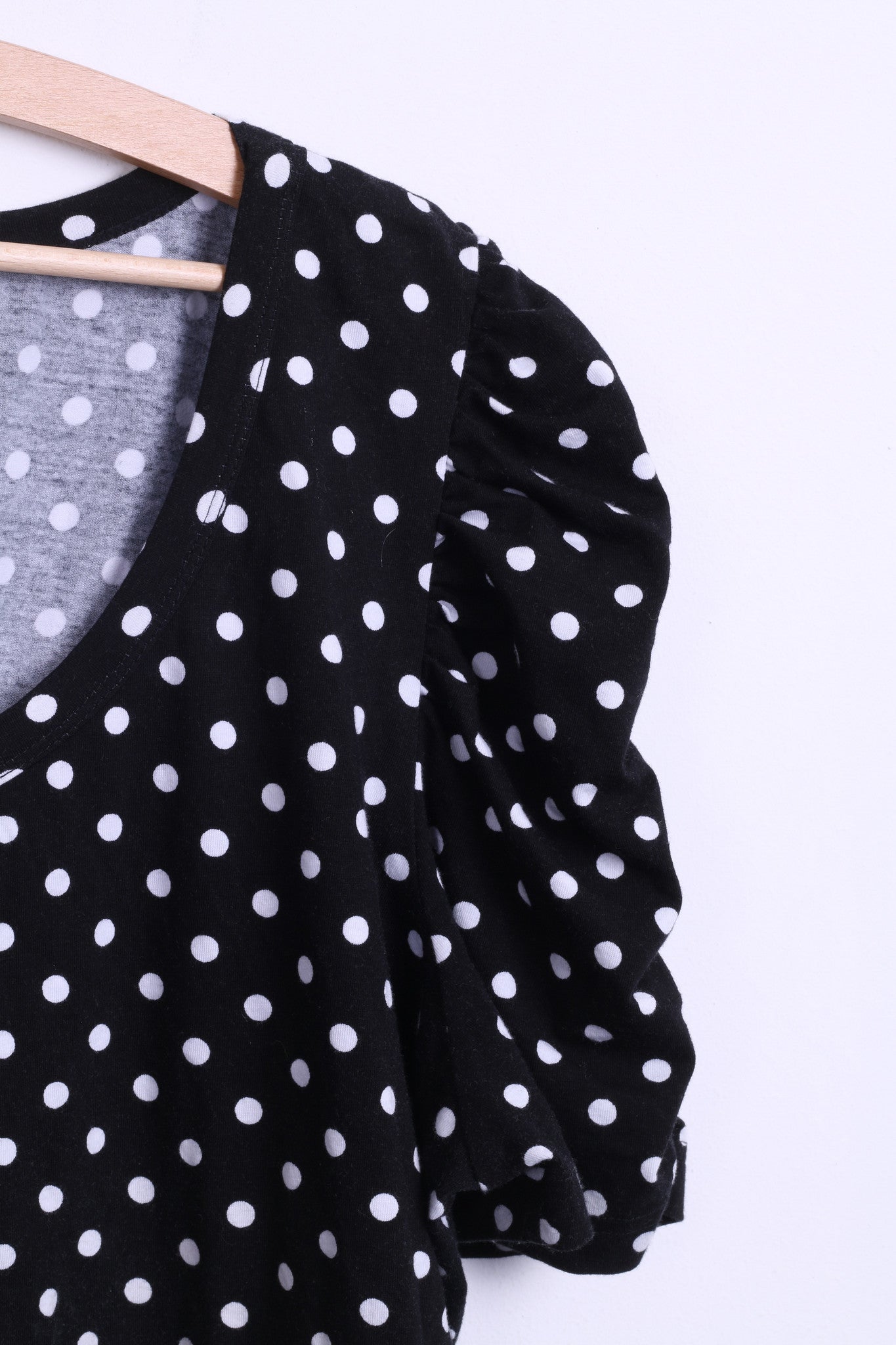 H&M Hennes& Mauritz Womens 2XL Shirt Short Sleeve Cotton Black Puffy Dots - RetrospectClothes