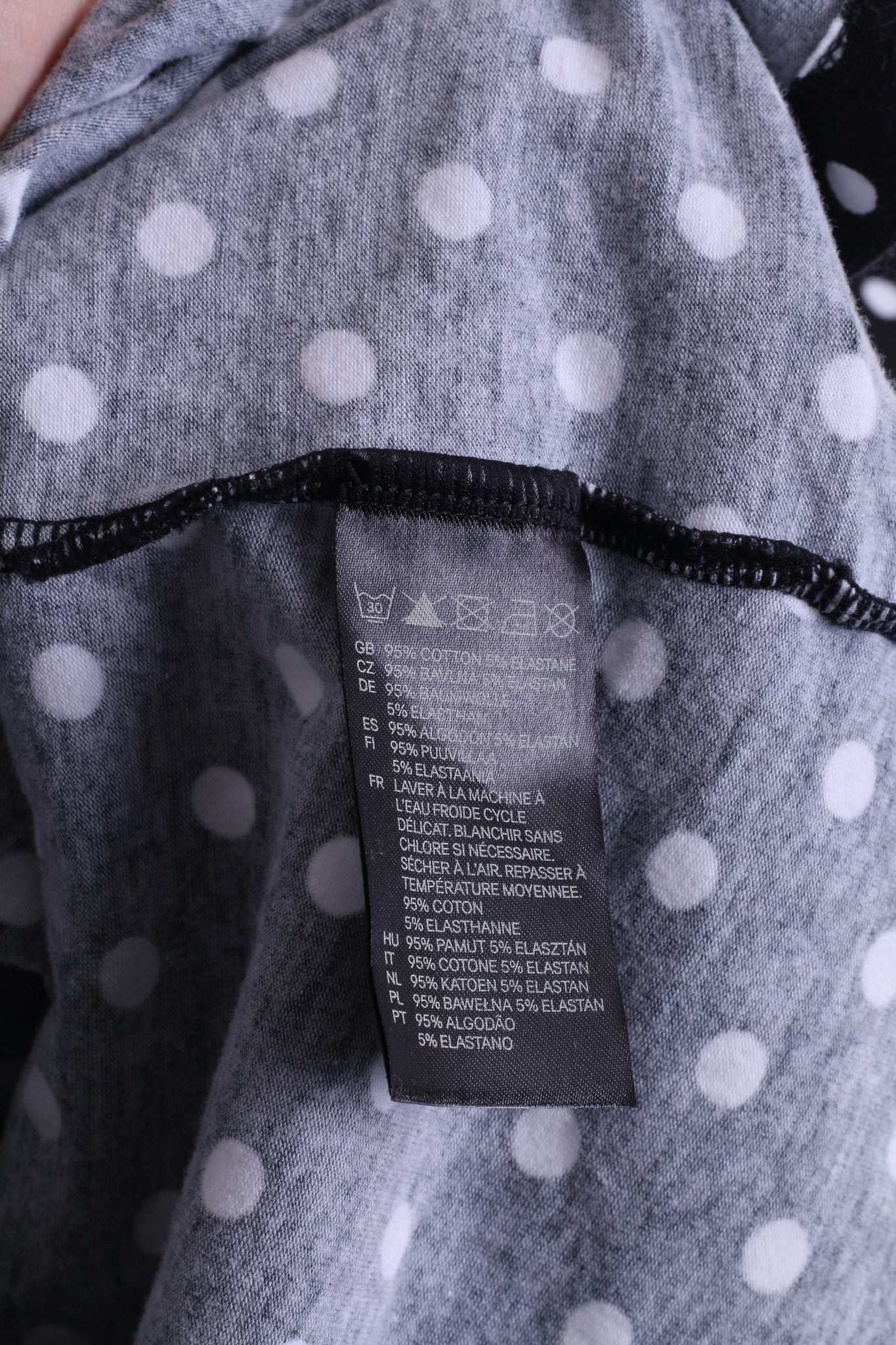 H&M Hennes& Mauritz Womens 2XL Shirt Short Sleeve Cotton Black Puffy Dots - RetrospectClothes