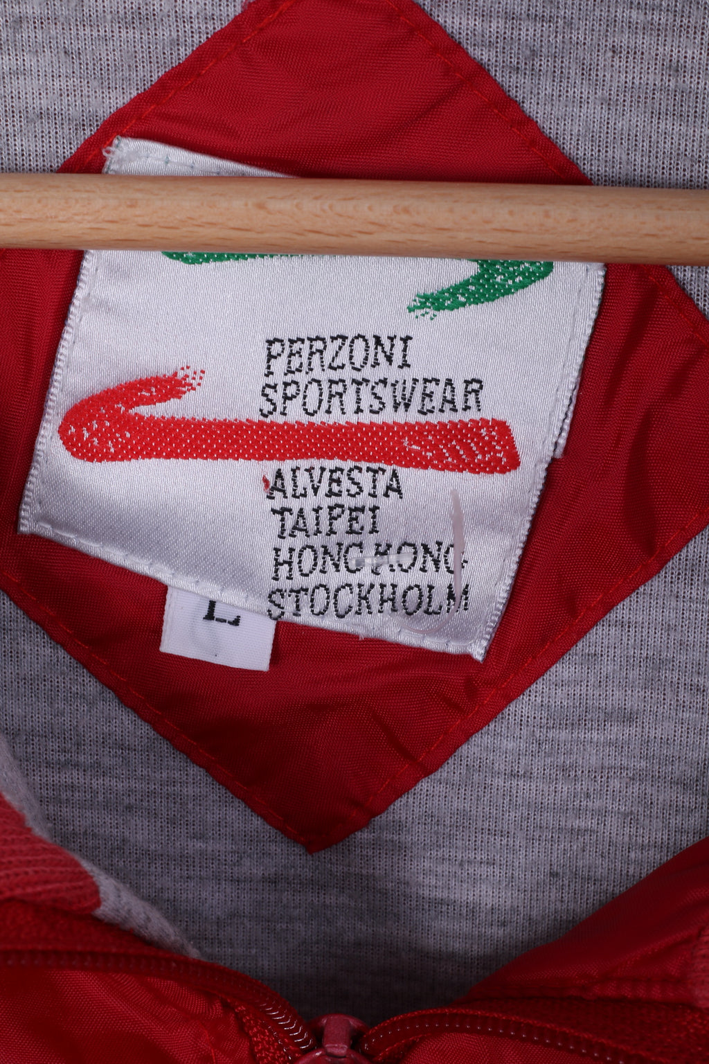 Perzoni Sportswear Veste L pour homme en nylon rouge imperméable avec fermeture éclair et haut léger