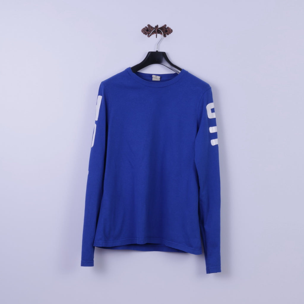 Hollister California Chemise à manches longues XL pour homme Bleu Coton Stretch Henley Top