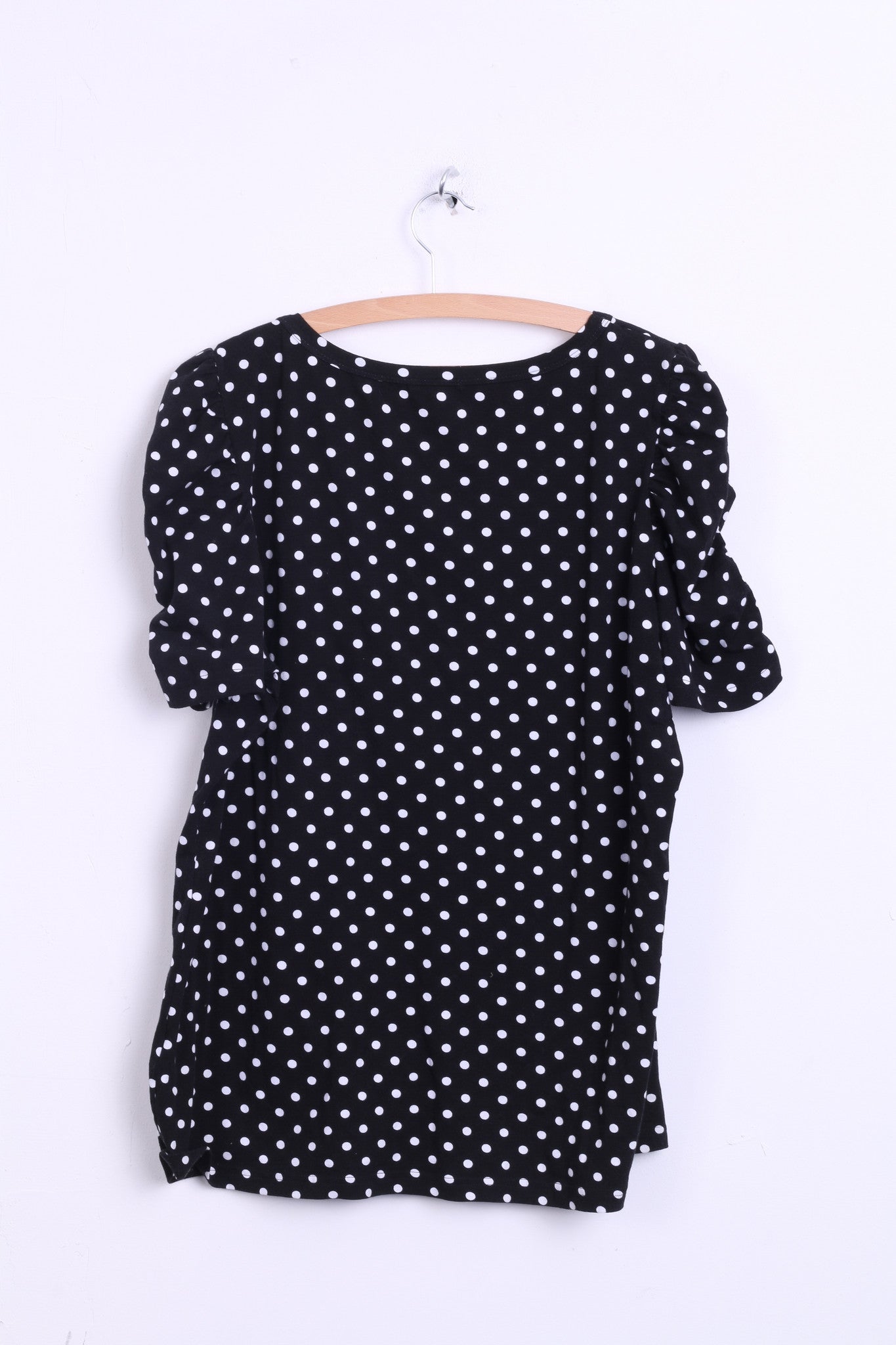 H&M Hennes& Mauritz Womens 2XL Shirt Short Sleeve Cotton Black Puffy Dots - RetrospectClothes