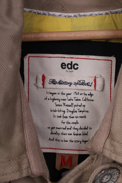 EDC by esprit Womens M Jacket Beige Lightweight Raglan Sleeve Big Buttons Cotton