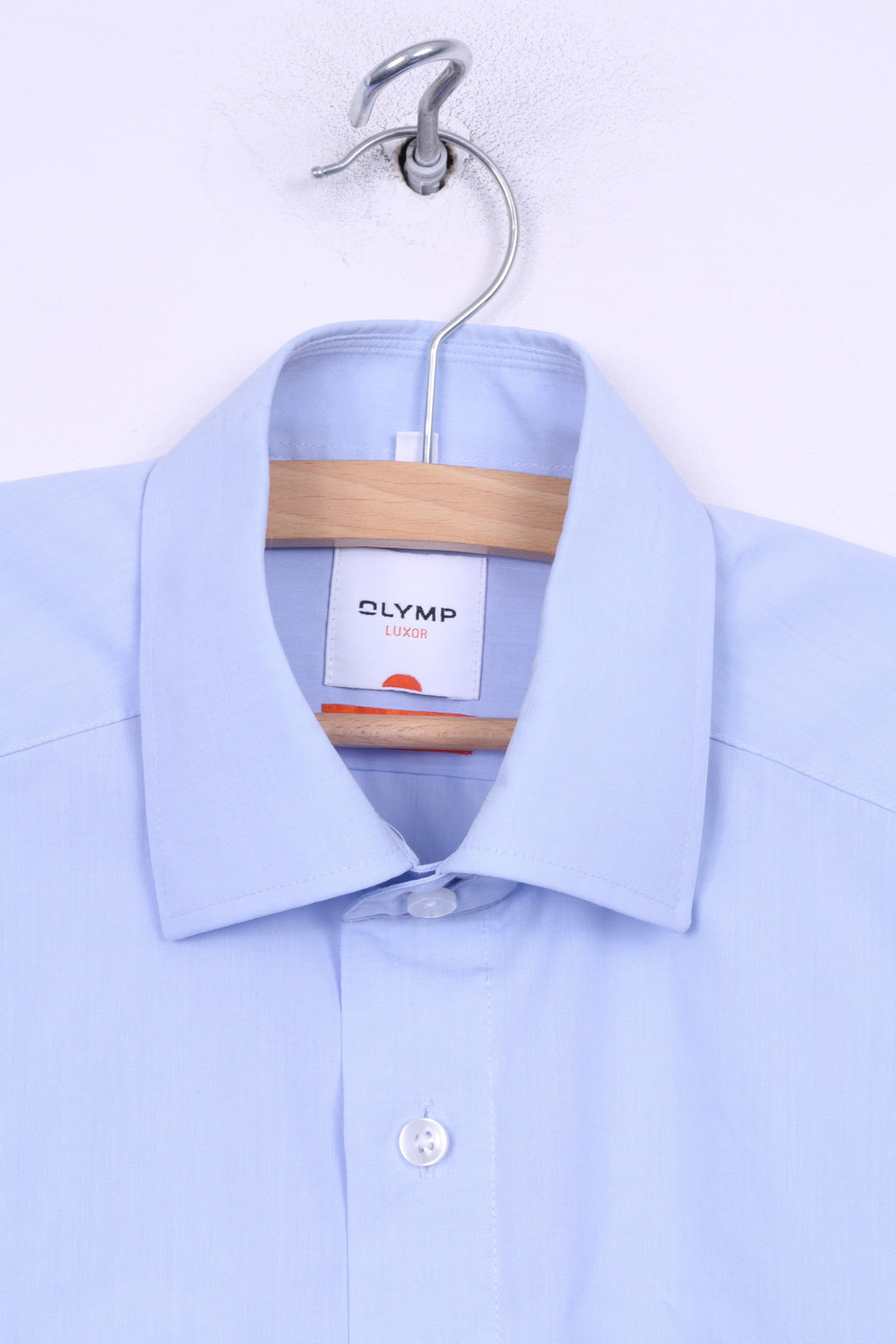 Camicia casual da uomo Olymp Luxor 15,5'' 39 L, linea slim, blu, a maniche lunghe, in cotone 