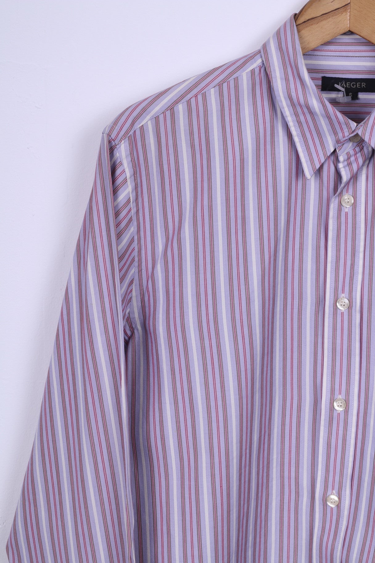 Jaeger Mens S Casual Shirt Striped Multi Detailed Button Cotton Long Sleeve