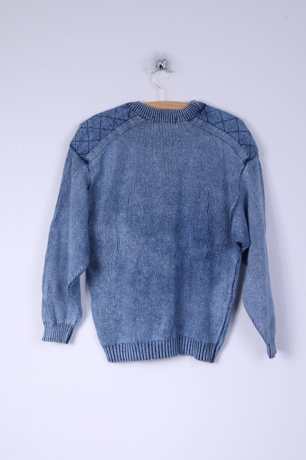 Willi's Mens S Jumper Blue Indigo Sailings Cotton Jeans Inserts Crew Neck Sweatshirt