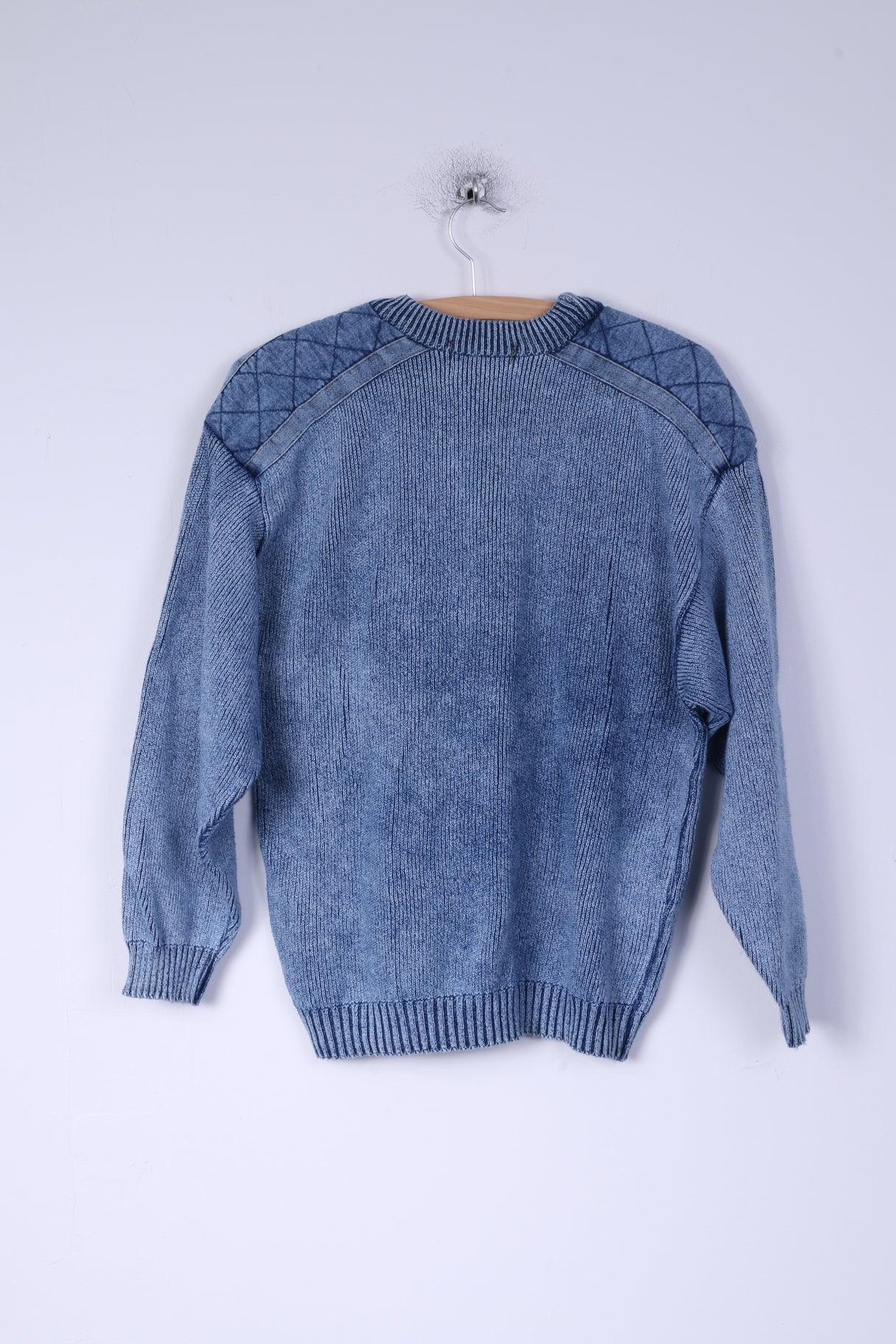 Willi's Mens S Jumper Blue Indigo Sailings Cotton Jeans Inserts Crew Neck Sweatshirt