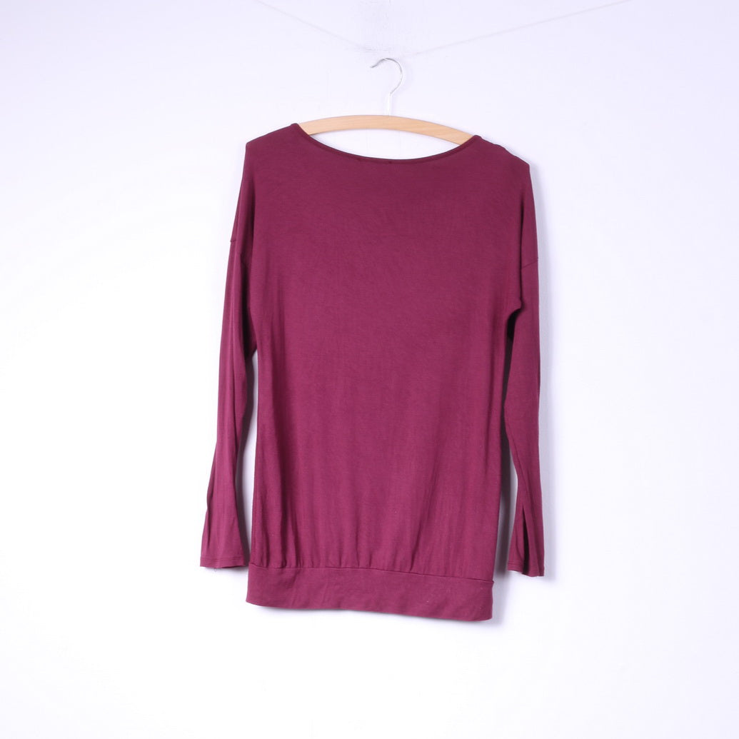 F de la passion Womens S Graphic Shirt Long Sleeve Maroon Crew Neck Top