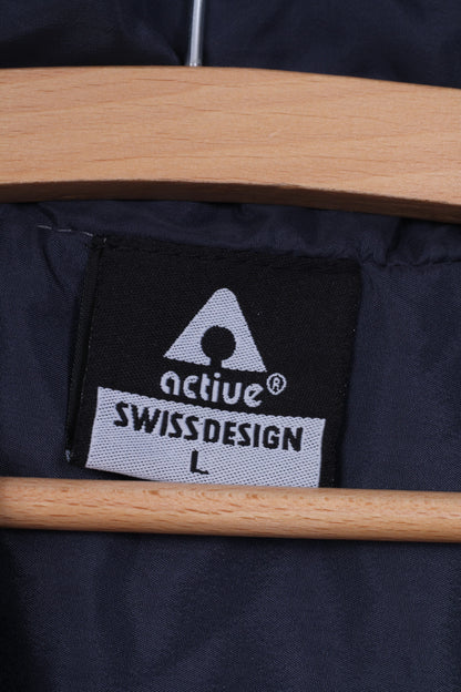 Active Swiss Design Mens L Lightweight Jacket Navy Full Zipper Sportswear Top