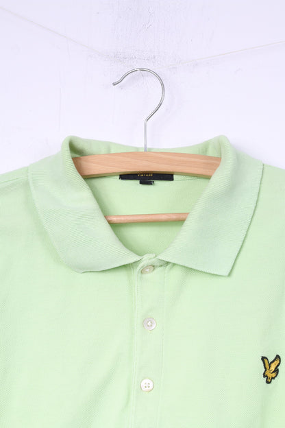 Lyle & Scott Club Mens XL (L) Polo Shirt Lime Green Buttons Detailed Top Cotton