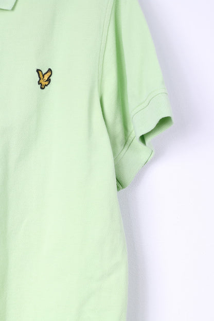 Lyle & Scott Club Mens XL (L) Polo Shirt Lime Green Buttons Detailed Top Cotton