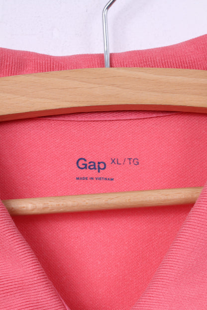 Gap Womens XL Polo Shirt Pink Cotton Buttons Deatiled Top