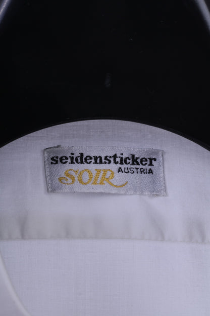 Seidensticker Austria SOIR Mens M Casual Shirt White Cotton Tyrol Long Sleeve Cuff Top